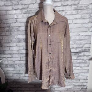 Elliot Vintage Gold Plaid Button Down Shirt Neck 16 -16.5